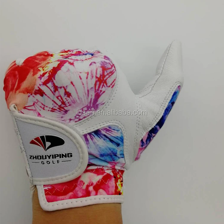 
wholesale oem ladies golf gloves cabretta leather colored LH and RH 2pcs 