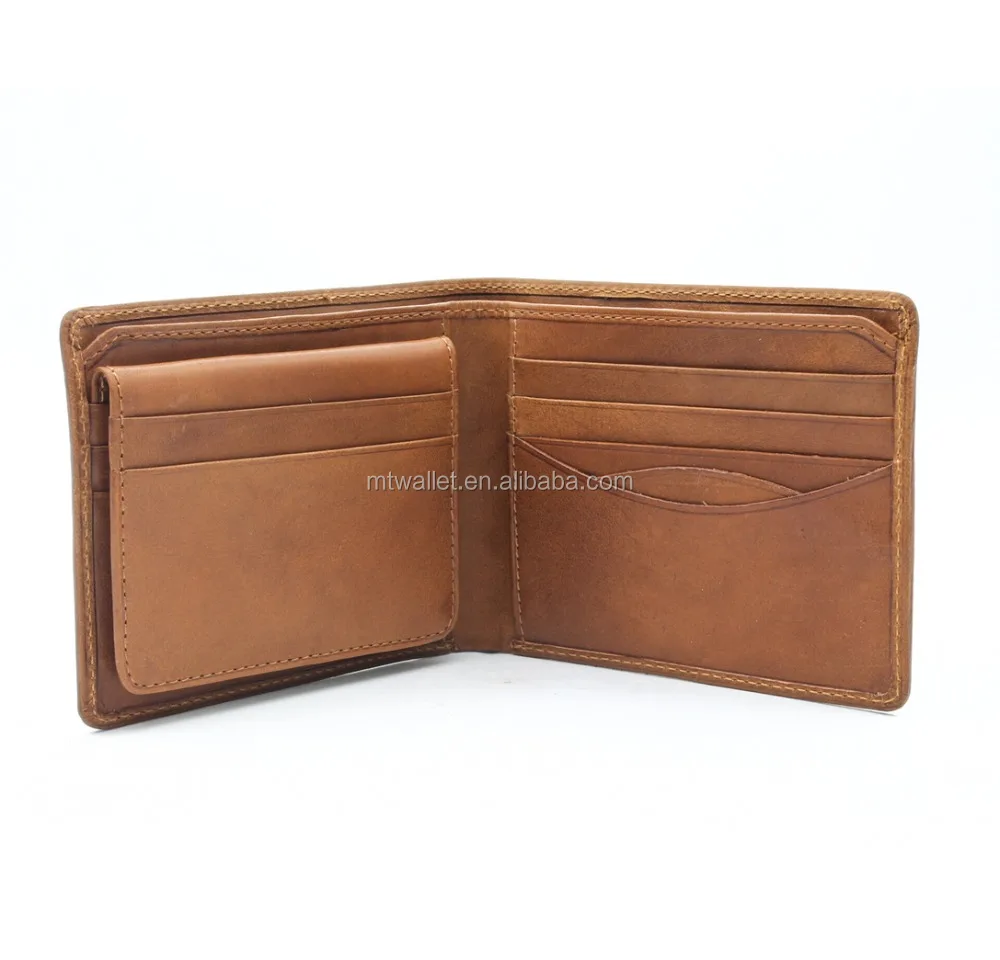 Pocket cow hide imperial leather wallet, rfid blocking handmade wallet baron with double currency divider gusset