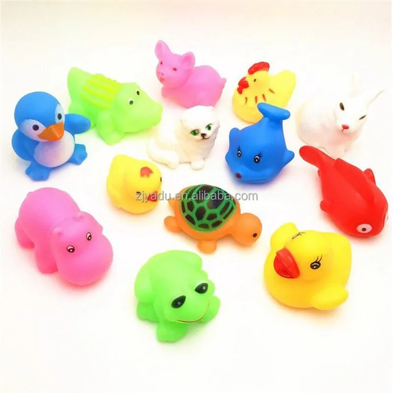 Educational Swimming Water baby Toys Colorful Soft Floating Rubber Duck Squeeze Sound Squeaky Bathing Toy For Baby Bath Toys