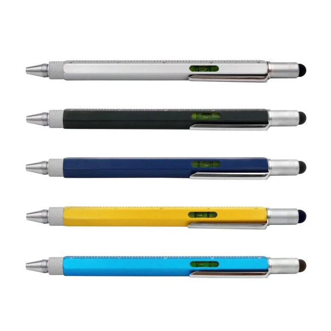 2021 Promotional Gift Metal Multi Tool Pen with Stylus Ballpen Ruler Level Screwdriver Factory Direct