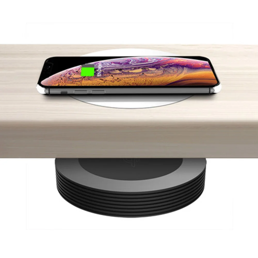 OEM Furniture Qi Wireless Charging Long Distance 23mm-32mm Wireless Phone Charger Placing Under Table Desk