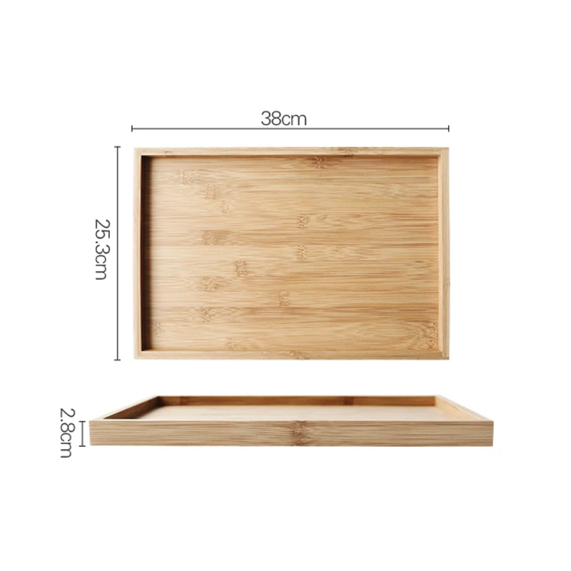 Plain bamboo wood food serving custom size rustic wooden tray