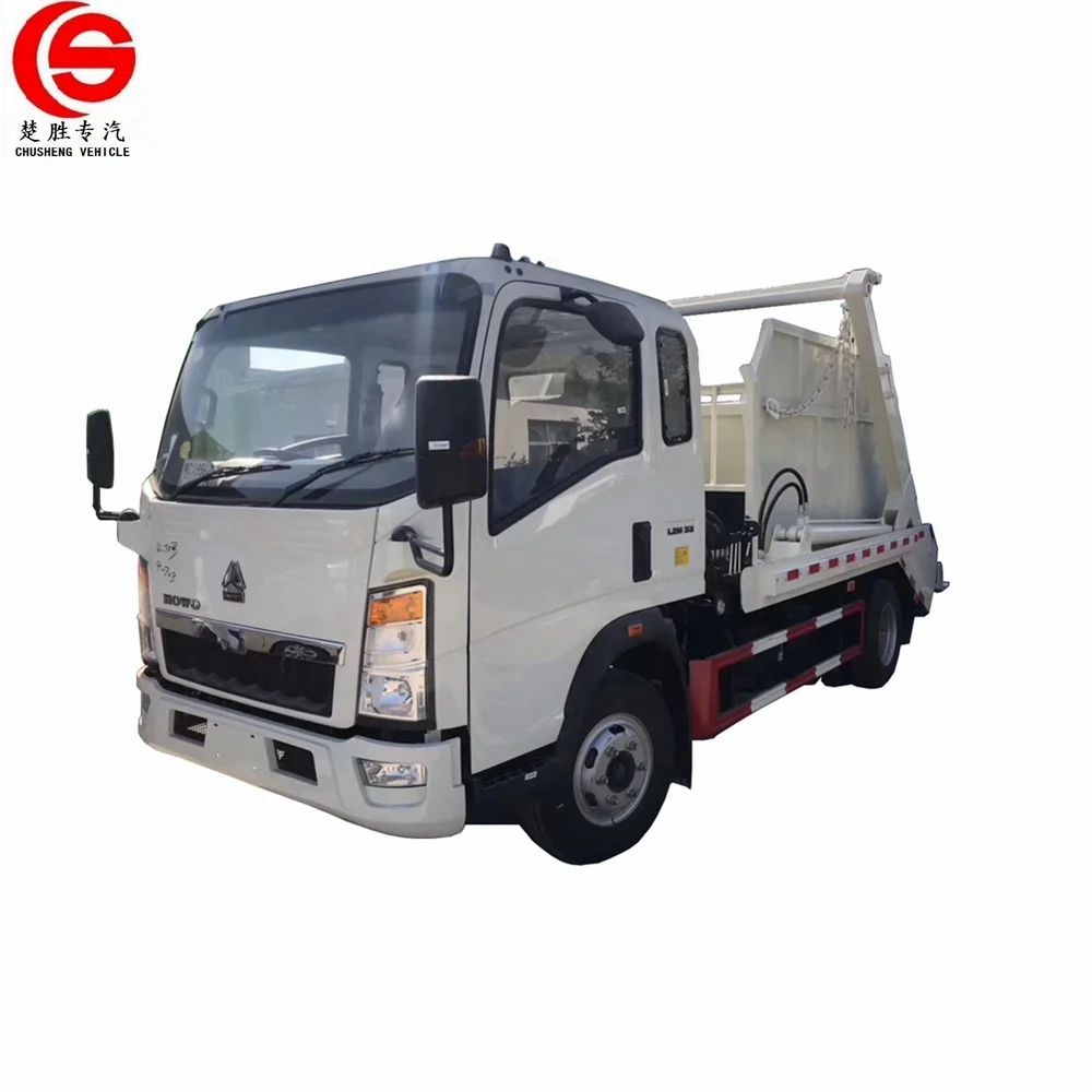 HOWO 4x2 6x4 small 3M3 mobile skip loader garbage Vehicle Swing Arm Garbage Compactor Truck