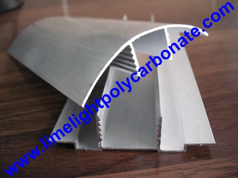 aluminium cap and base profile for greenhouse and polycarbonate roofing sheets