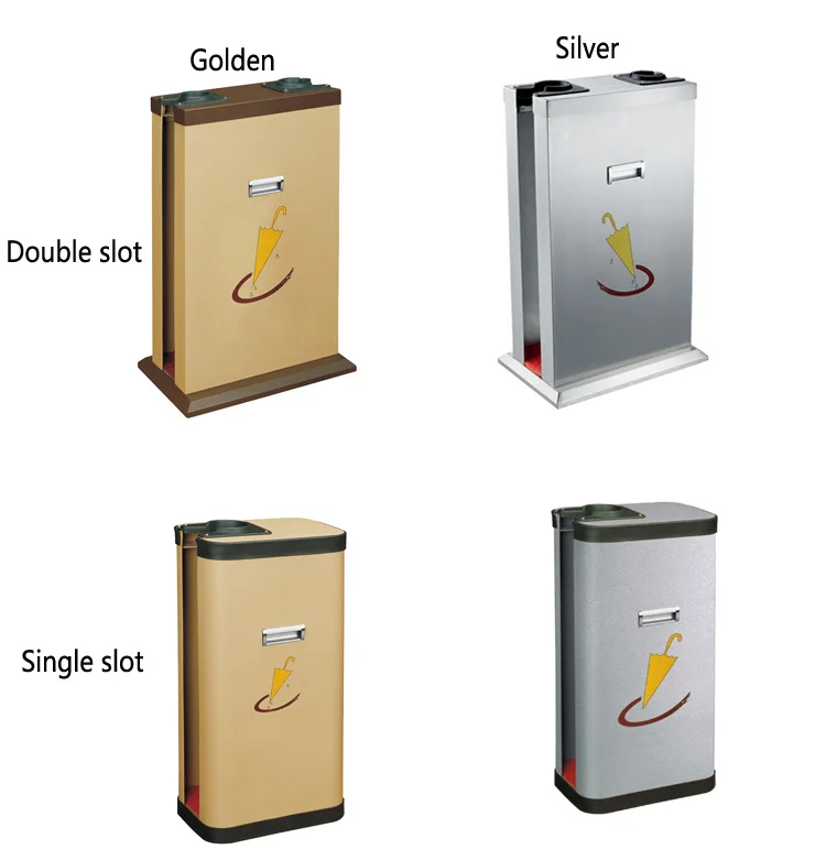 Stainless steel wet umbrella wrapper dispenser with plastic bag