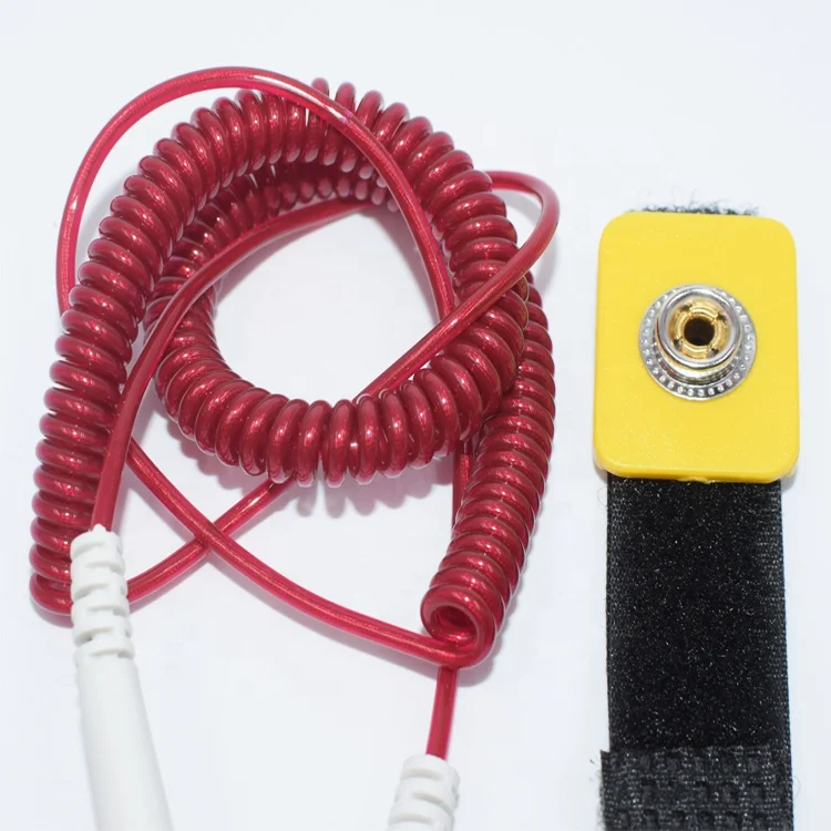 Single circuit antistatic wrist strap Durable garnet Color Fabric Conductive Band Adjustable Elastic Static  ESD Wrist Strap