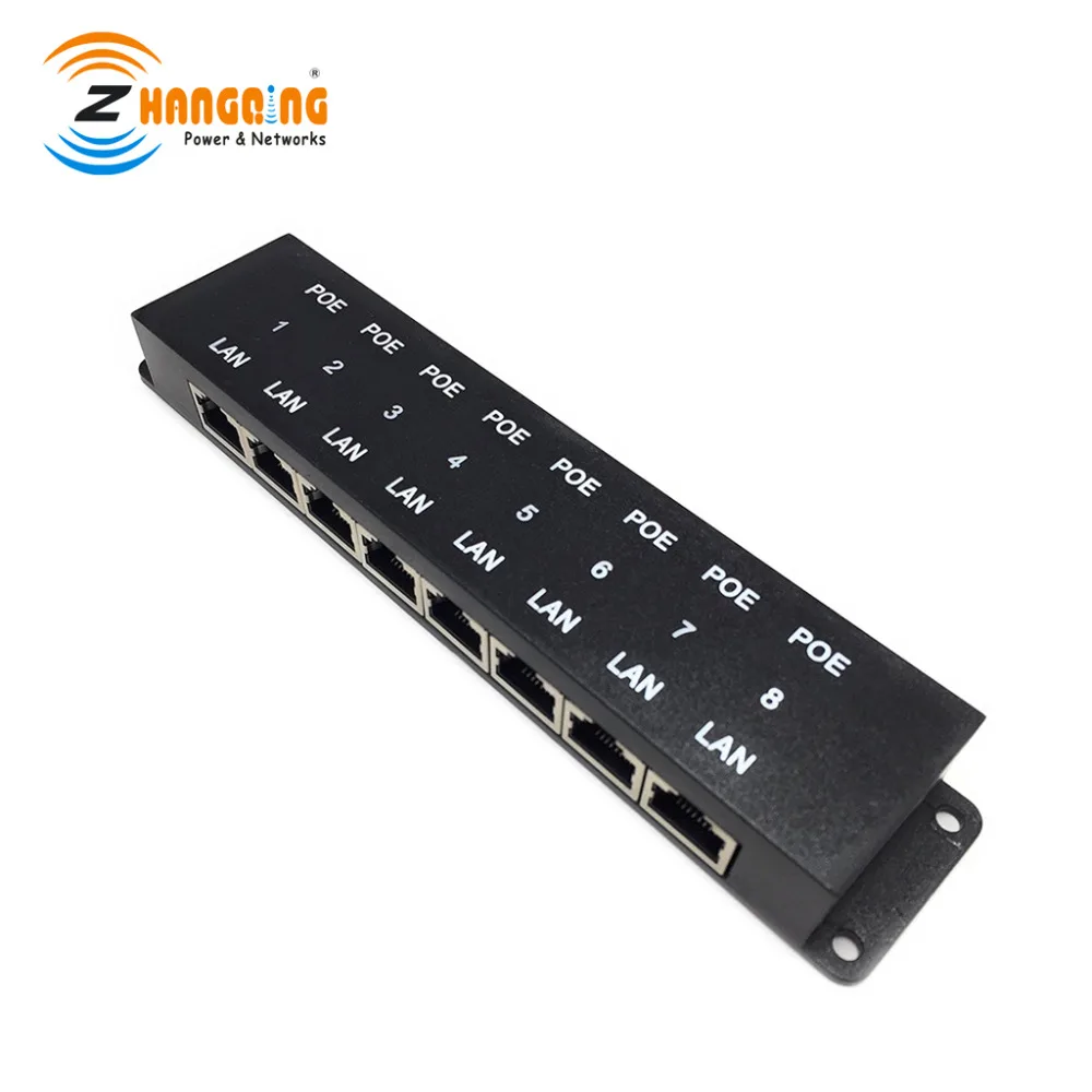 8Port Passive PoE Injector 100Mbps 24V 48V Panel For IP Camera Phone