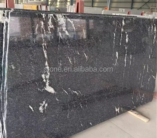 Chinese Jet Mist Black Granite Polished Big Slabs Via Lactea 2400upx1200up