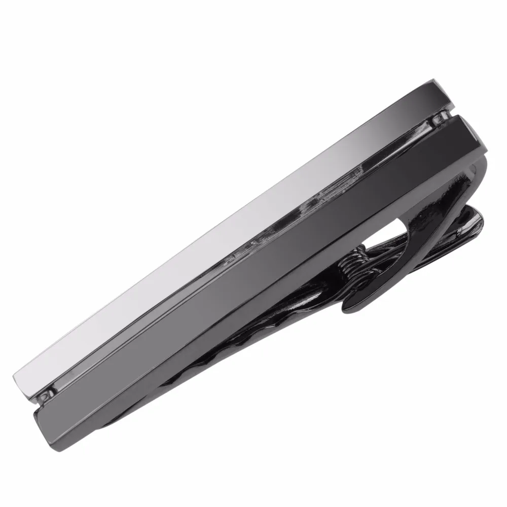 Black Gunmetal and Silver Split Bars Tie Pin Clips