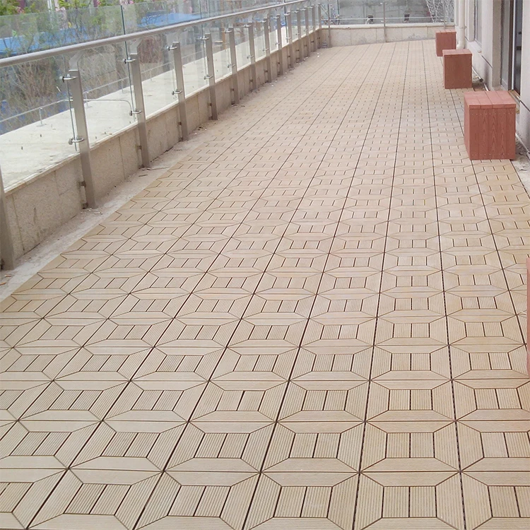 Vyokewood WPC Outdoor Floor Garage Floor Tiles Interlocking Plastic Wood Parquet Flooring for Patio