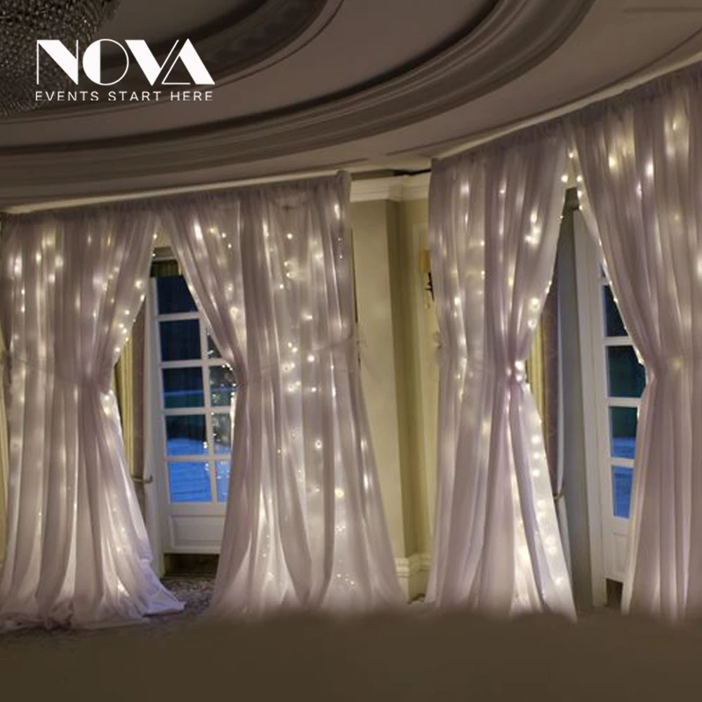 White LED Curtain vlvet drape for wedding events tent room decoration