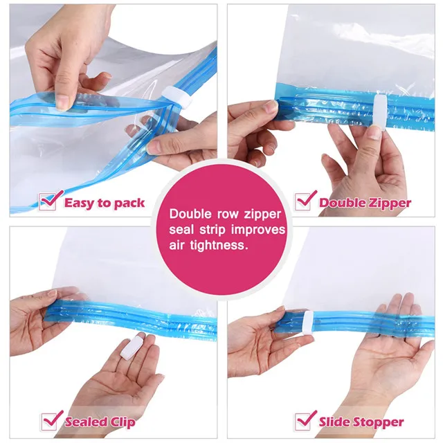 Travel Space Saver Bags - Roll Up Storage Bags - Compression Bags for Clothes - No Vacuum or Pump Needed