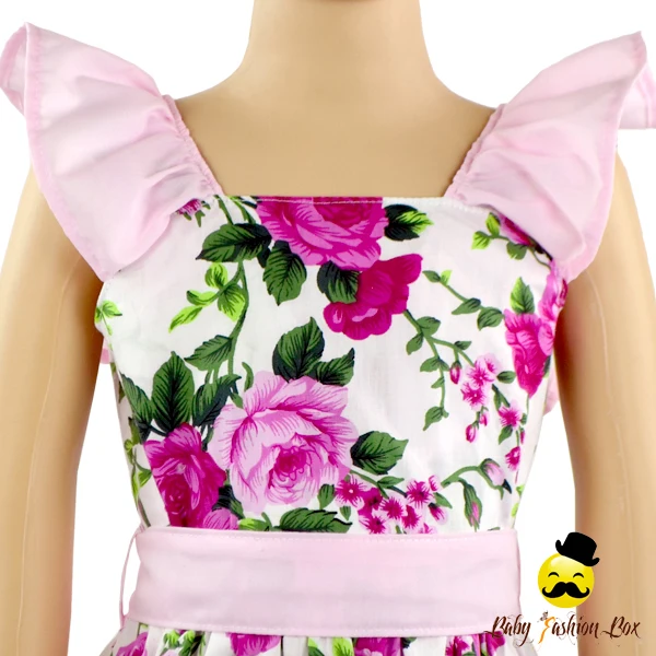 48BQA222 Yihong new kids frock designs floral summer baby girl dress 1 Year Baby Girl Dresses Baby Girl Cotton Dresses