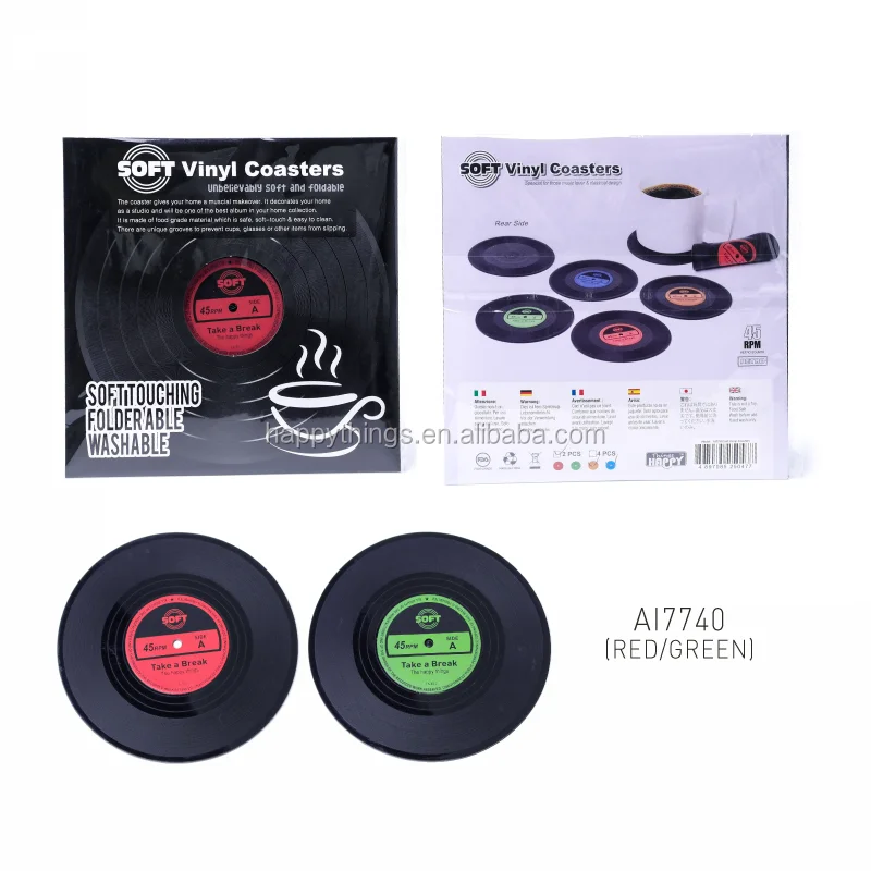 Custom made Kitchen Gadget CD Record Vinyl Anti-Slip Silicone Rubber Coaster