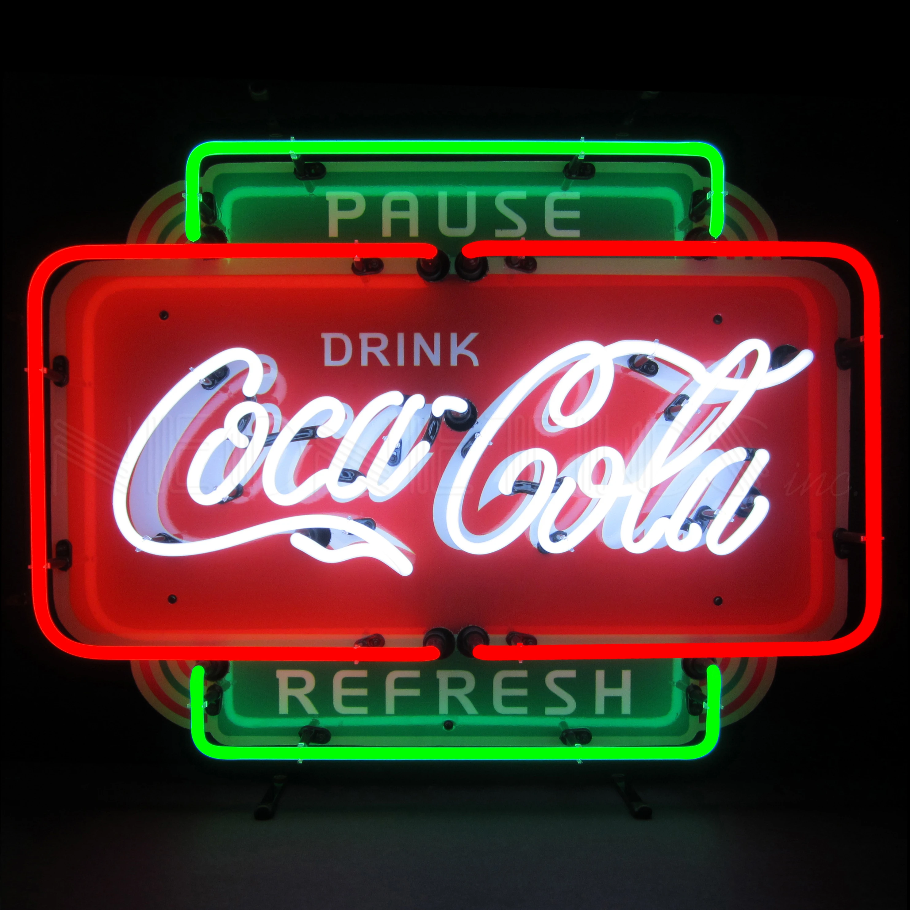 Oem china supplier shanghai antuo neon vintage metal grid neon lights custom logo Coca cola glass neon light