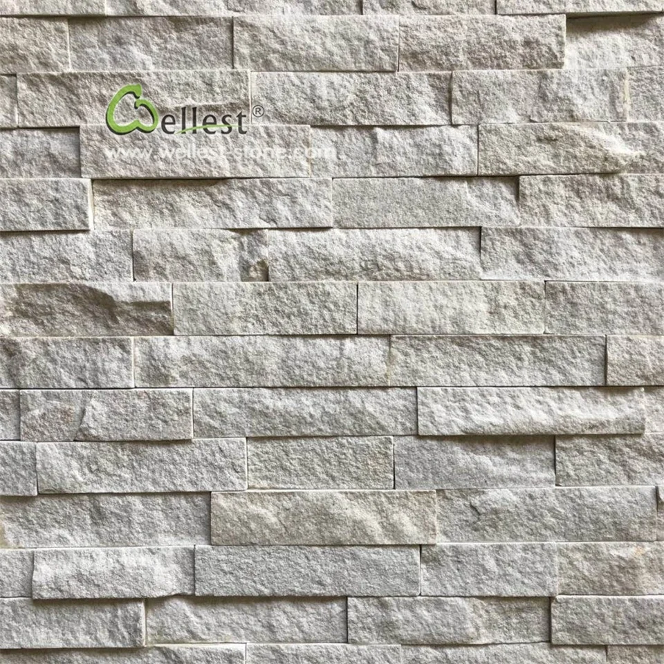 white sandstone natural split ledge culture stone cladding for exterior feature garden retaining wall and water fall