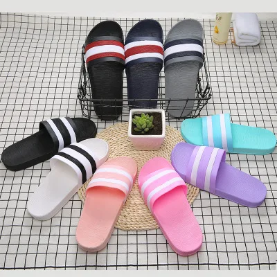 Summer new style couples fashion stripe slippers men bathroom non - slip household slippers women