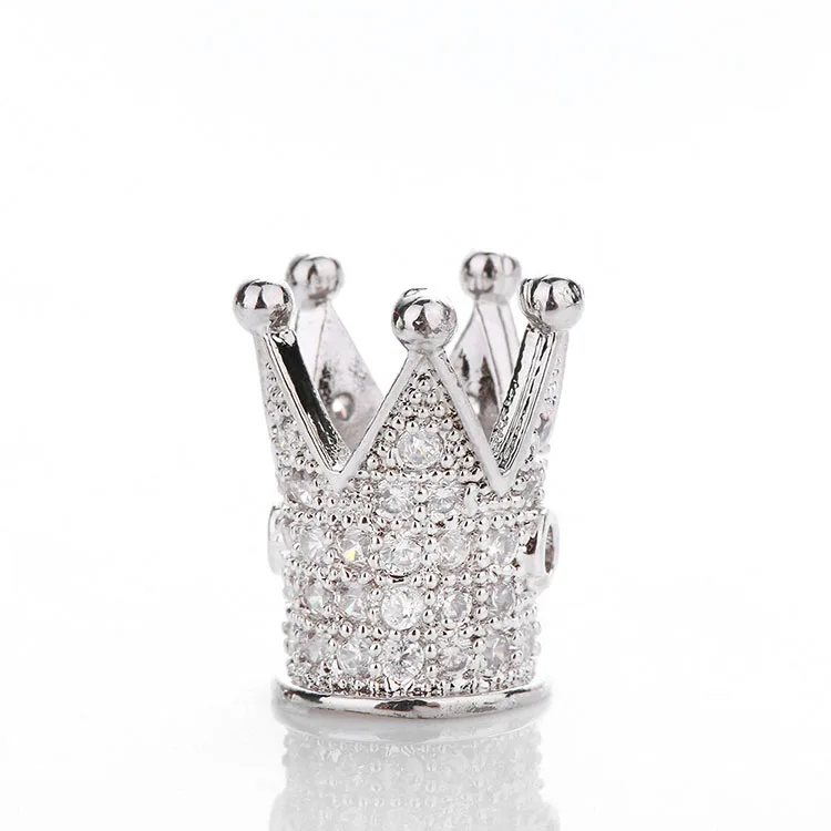 Hot Selling King Crown Shape Beads Charm Pendant Fashion Jewelry Cubic Zircon Pave Crown Shape Charms for Making Bracelets