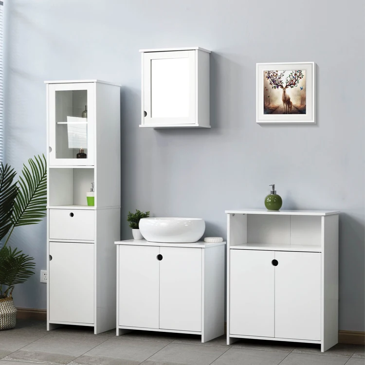 Лидер продаж, деревянный высокий шкаф для хранения в ванной комнате