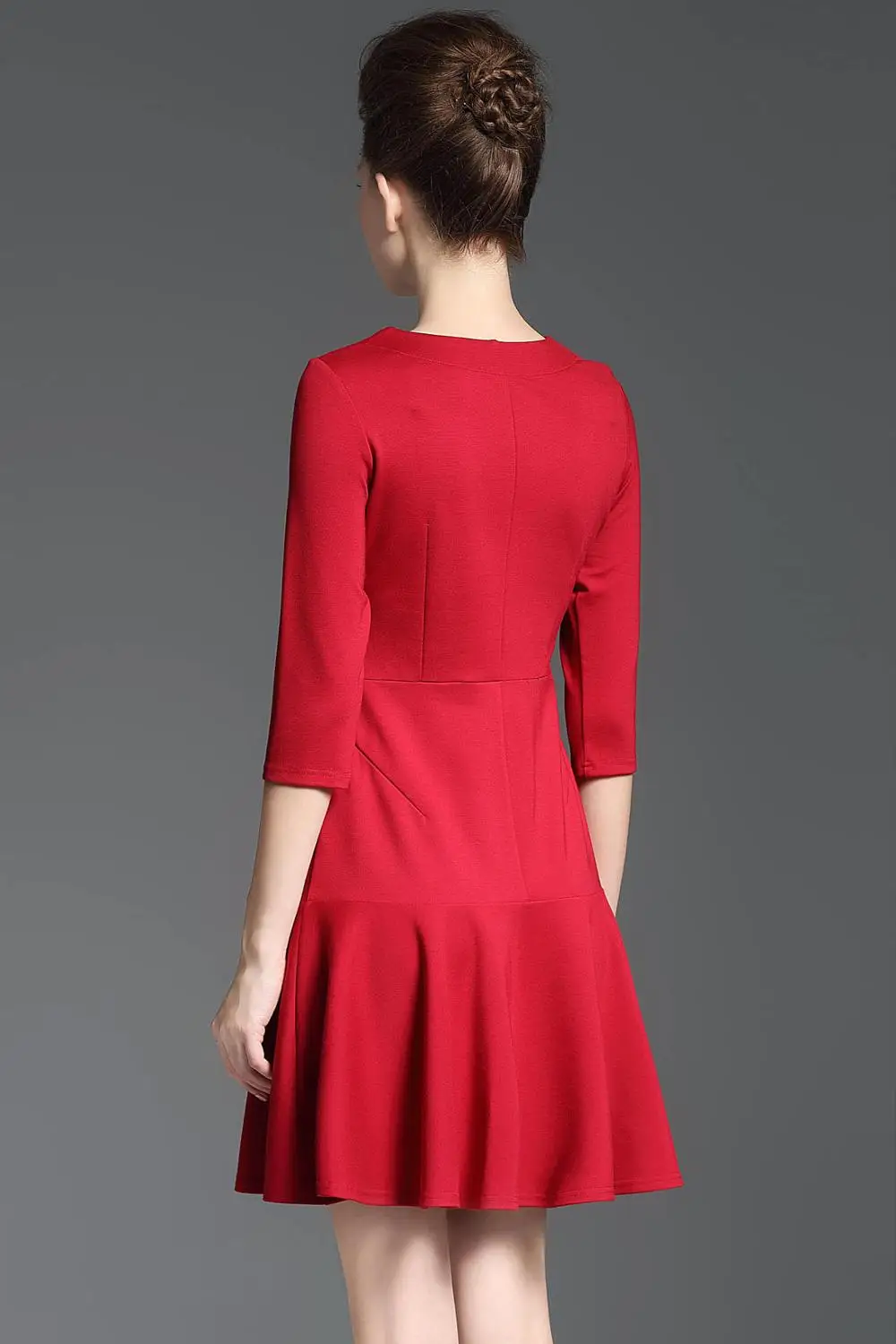 
Wholesale Fashion Solid Color Half Sleeve Women Formal Wear Ladies Office Dress With Bow 