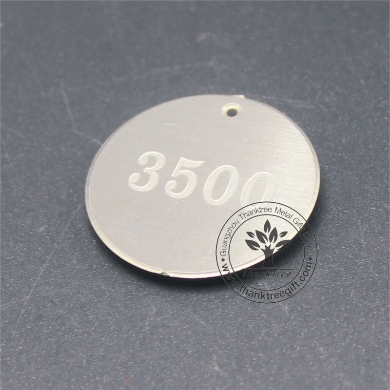 High quality round shape small custom number engraved metal tags