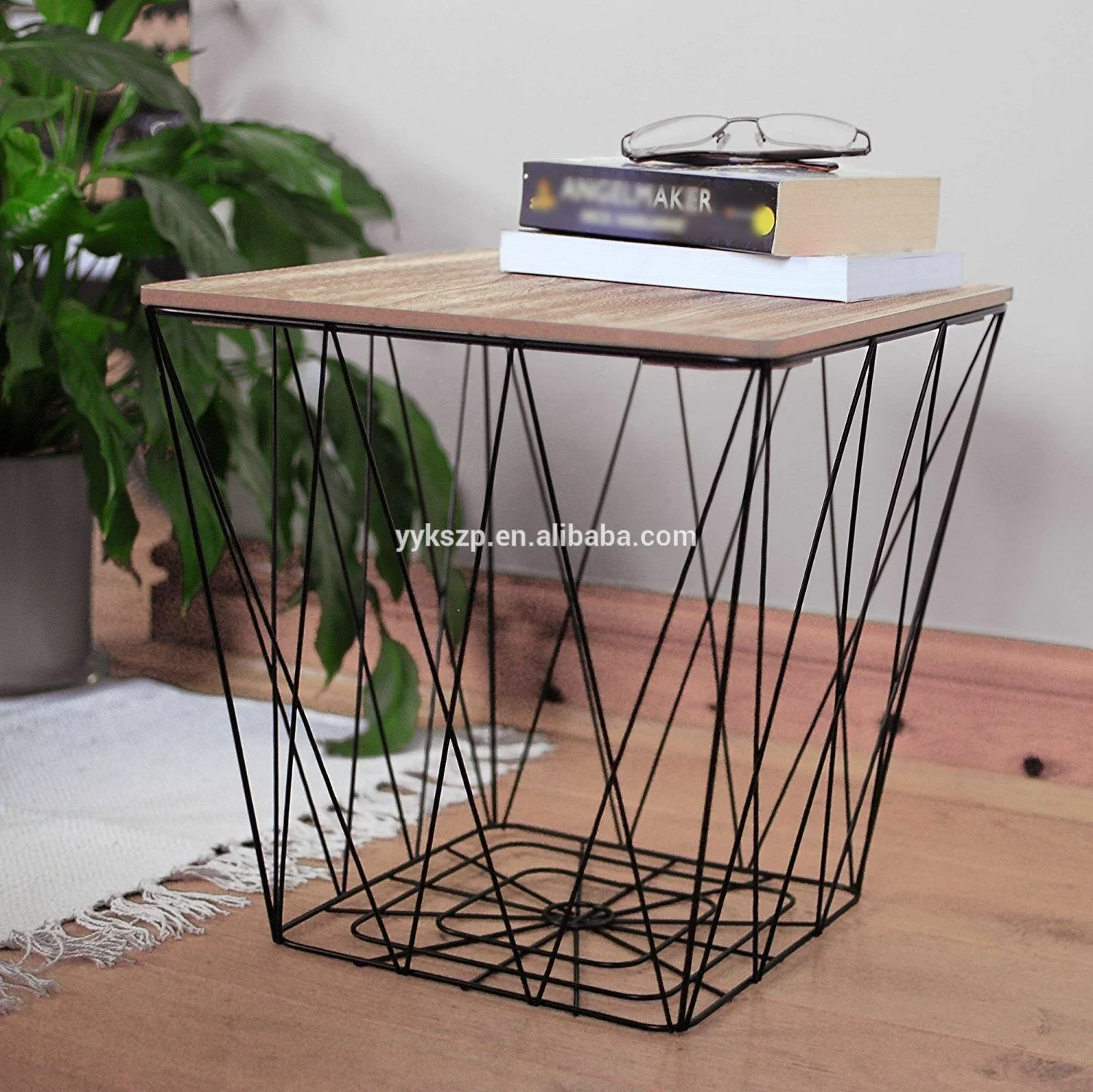 
Multi-function small wire coffee table metal basket storage with lid square wire coffee table 