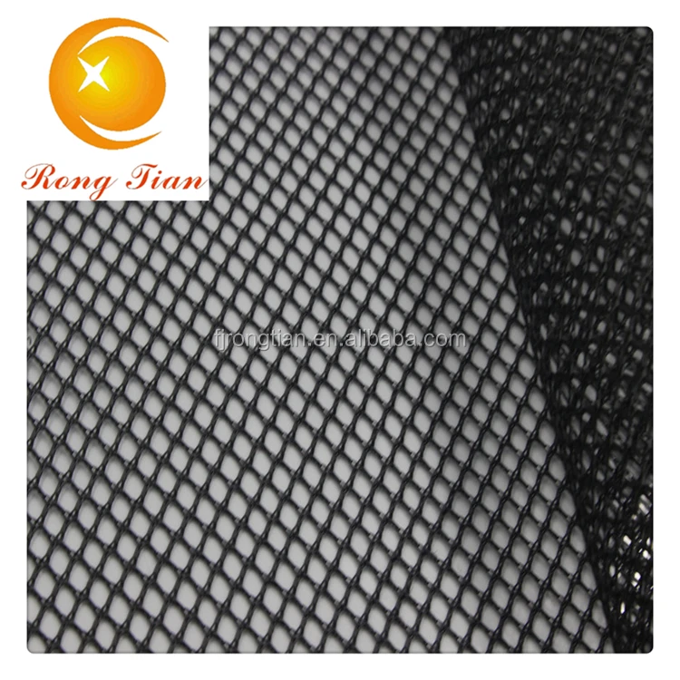 Manufactory black polyester stiff diamond mesh fabric for materials shoes