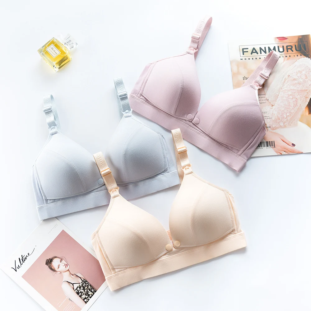Wholesale Provide Sample Comfortable Thin Cup Front Open Maternity Cotton Nursing Bras for Breastfeeding