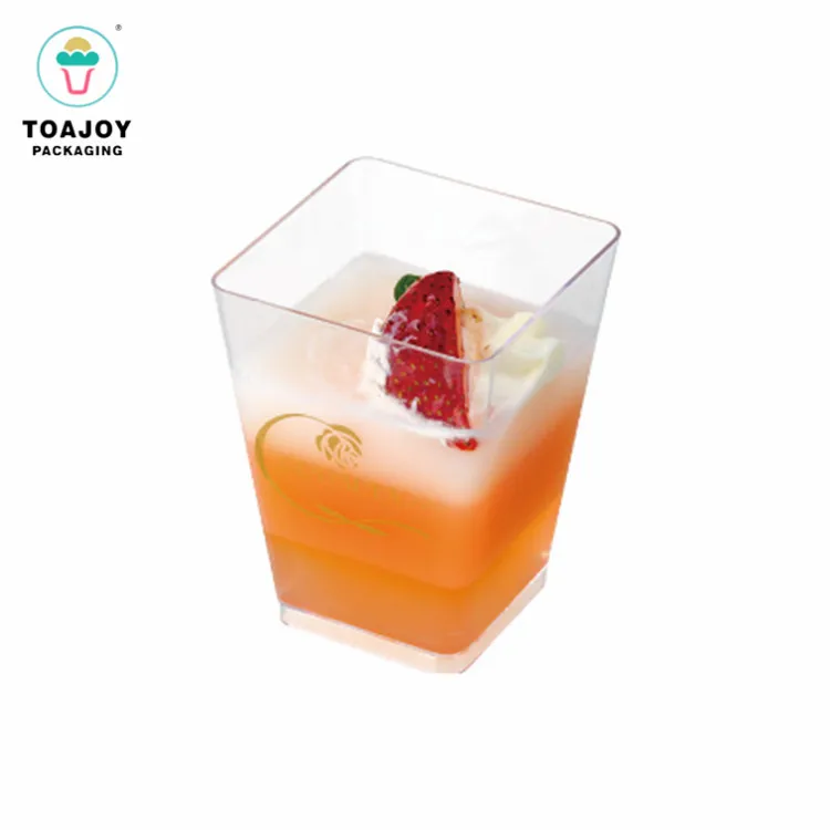 Biodegradable disposable transparent ps ice cream  square mousse plastic dessert cups