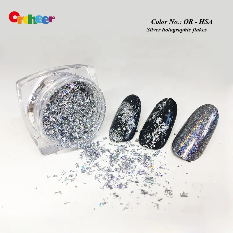 Galaxy holographic silver gold flakes Platinum flakes for Nail art