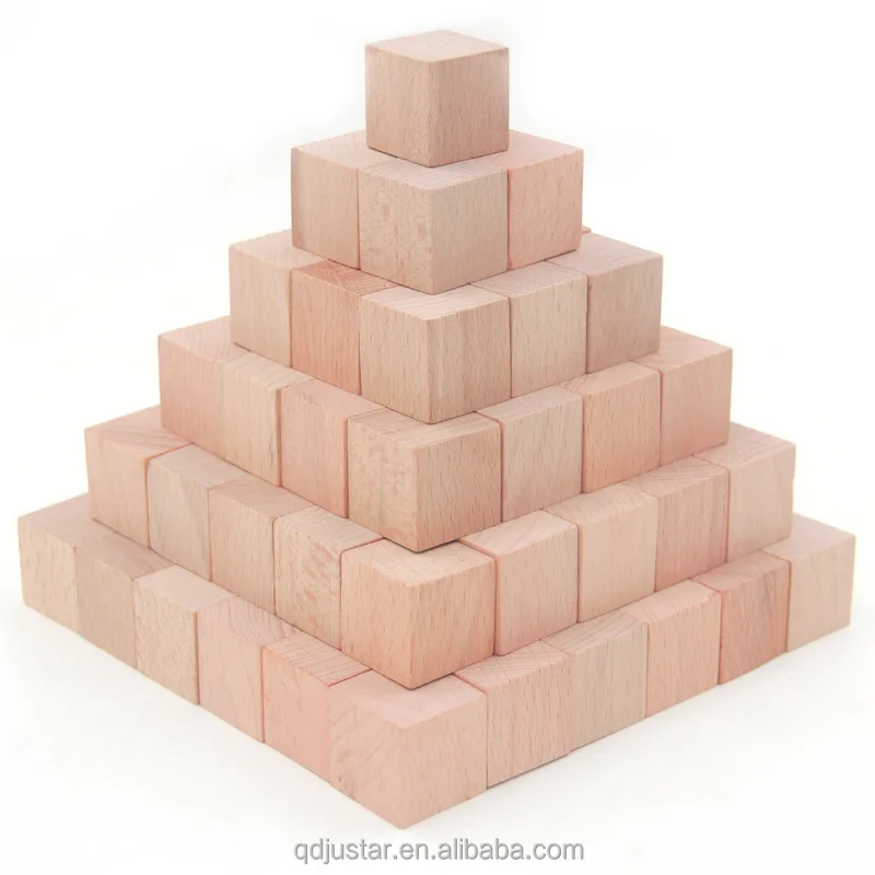 
Natural beech wood cube kids playing block cubes 