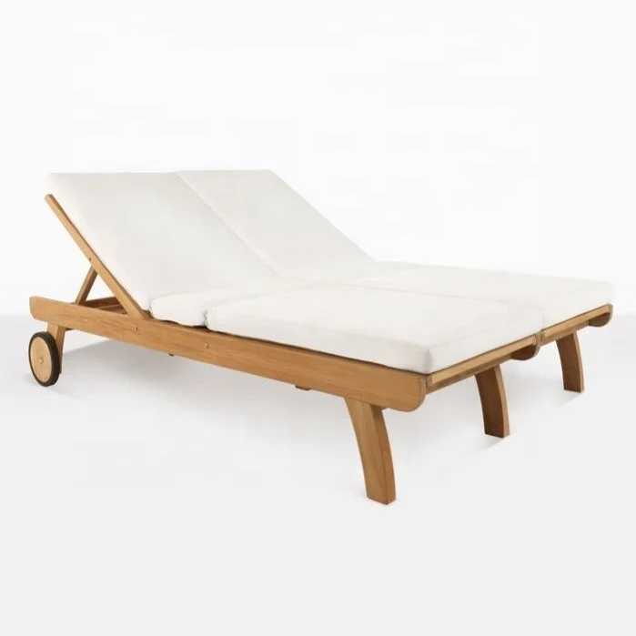 Outdoor fashionable style teak double beach lounger
