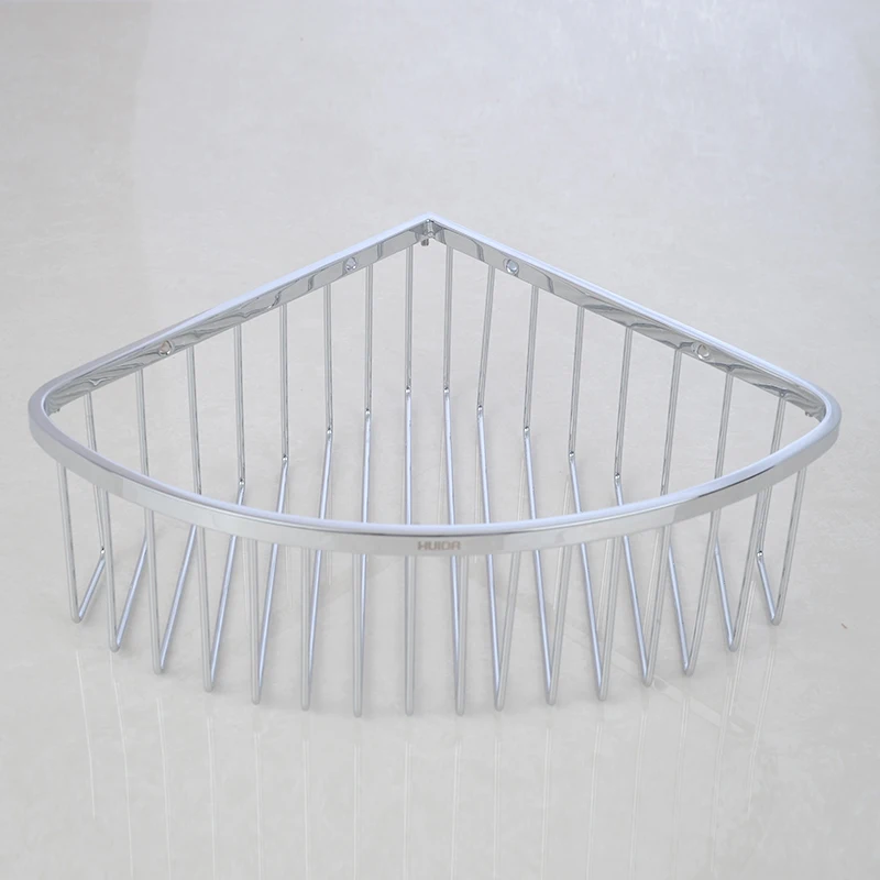 HUIDA Cheap hanging bathroom double tiers stainless steel corner shower shelf basket