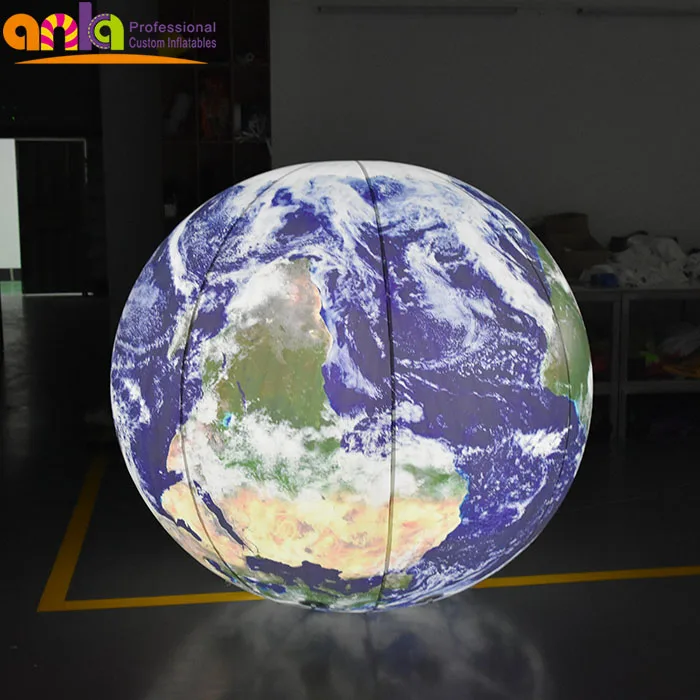 Hanging 1.5m PVC inflatable planet balls,inflatable hot air balloon earth globe with led light