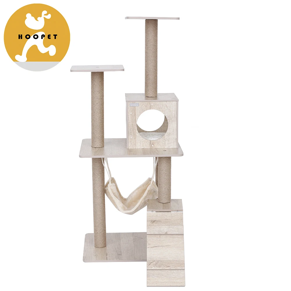Natural Paradise Cat Furniture Wooden Cat Tree Pet Toys With Hammock