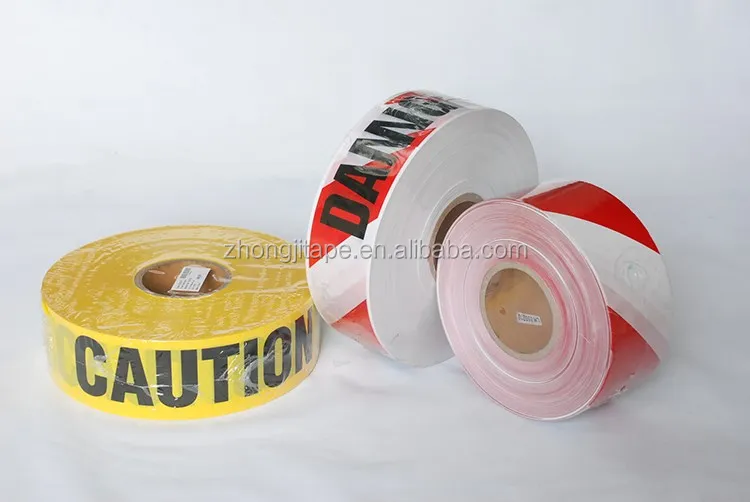 Barrier Tape with Caution and Dangers Printed PE Non-adhesive Warning Tape Produced by Zhongji.china