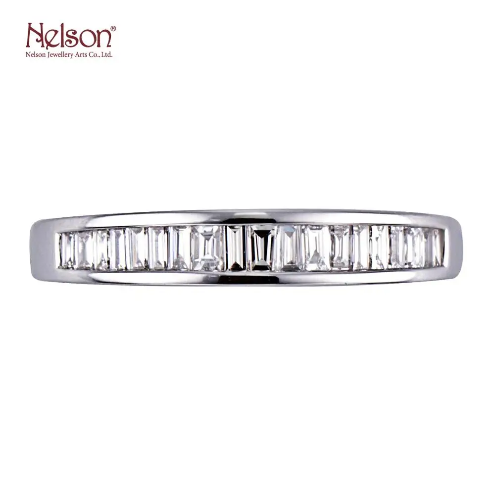 
2021 Nelson Jewellery Best Selling Sparkle Love 18K 750 White Gold Natural Baguette Diamond Anniversary Eternal Ring For Women 
