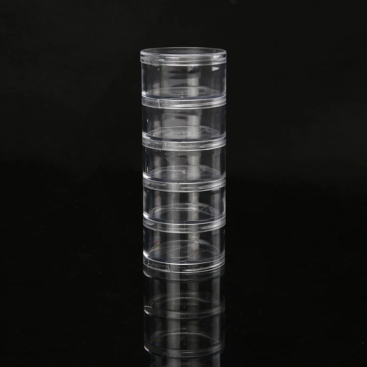 
Five small clear round PS plastic box for packing with lid plastic packing box 