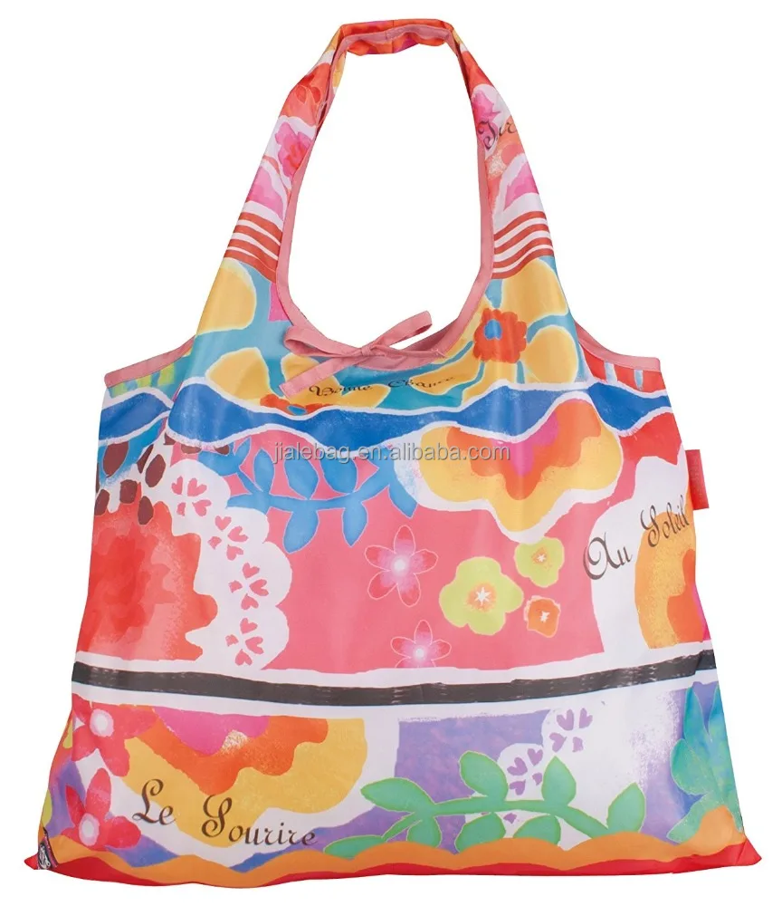 Custom 210T polyester foldable shopping bag