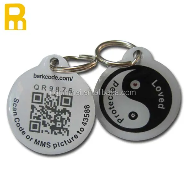 Cheap custom laser qr pet tags with small ring for wholesale / qr pet tags with serial id code