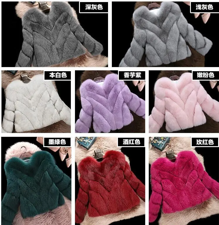 Wholesaler Rabbit short Fur Trench Coat &jacket V-neck Solid Colored black blue 3xl wholesaler