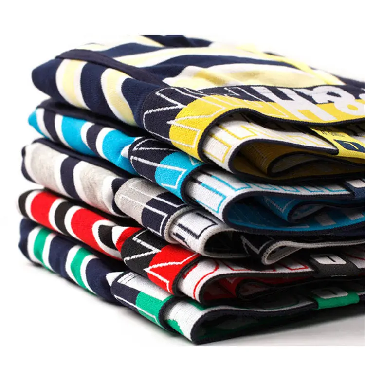 95 Cotton 5 Elastic Tricolor Stripes Men Boxer Briefs Soft Belt Cotton Yard Dyed Green Men Underwear