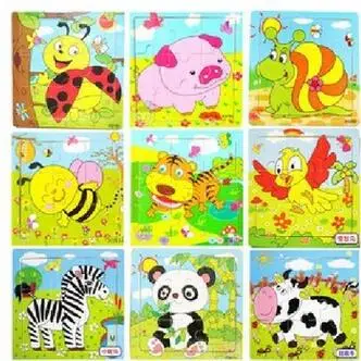 Educational 3D Cartoon Animals Wooden Jigsaw Puzzles Toys Kids Baby Games Toy Wood Puzzle Children Intelligence Development Toys