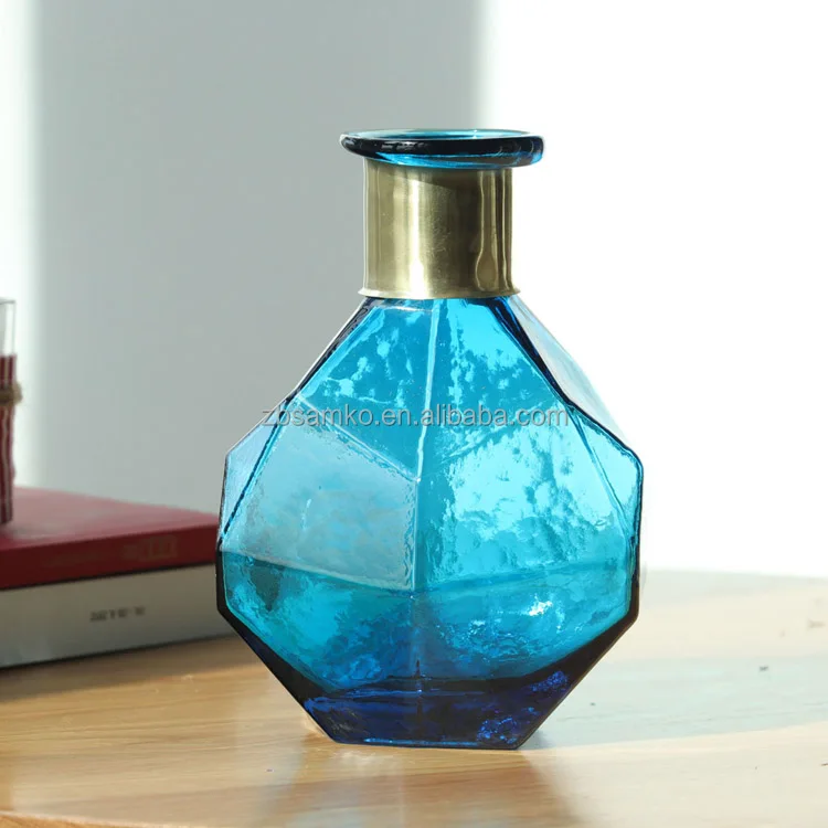 Hand Blown Colored Flower Glass Vase For Home Decoration