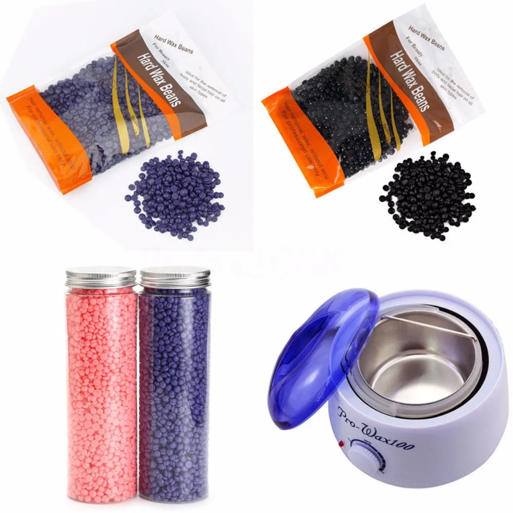 Wax Warmer, Wax Hair Removal Kit +4 bags of Hard Wax Beans + 10 Wax Applicator Sticks (wax warmer+4 bags wax beans)
