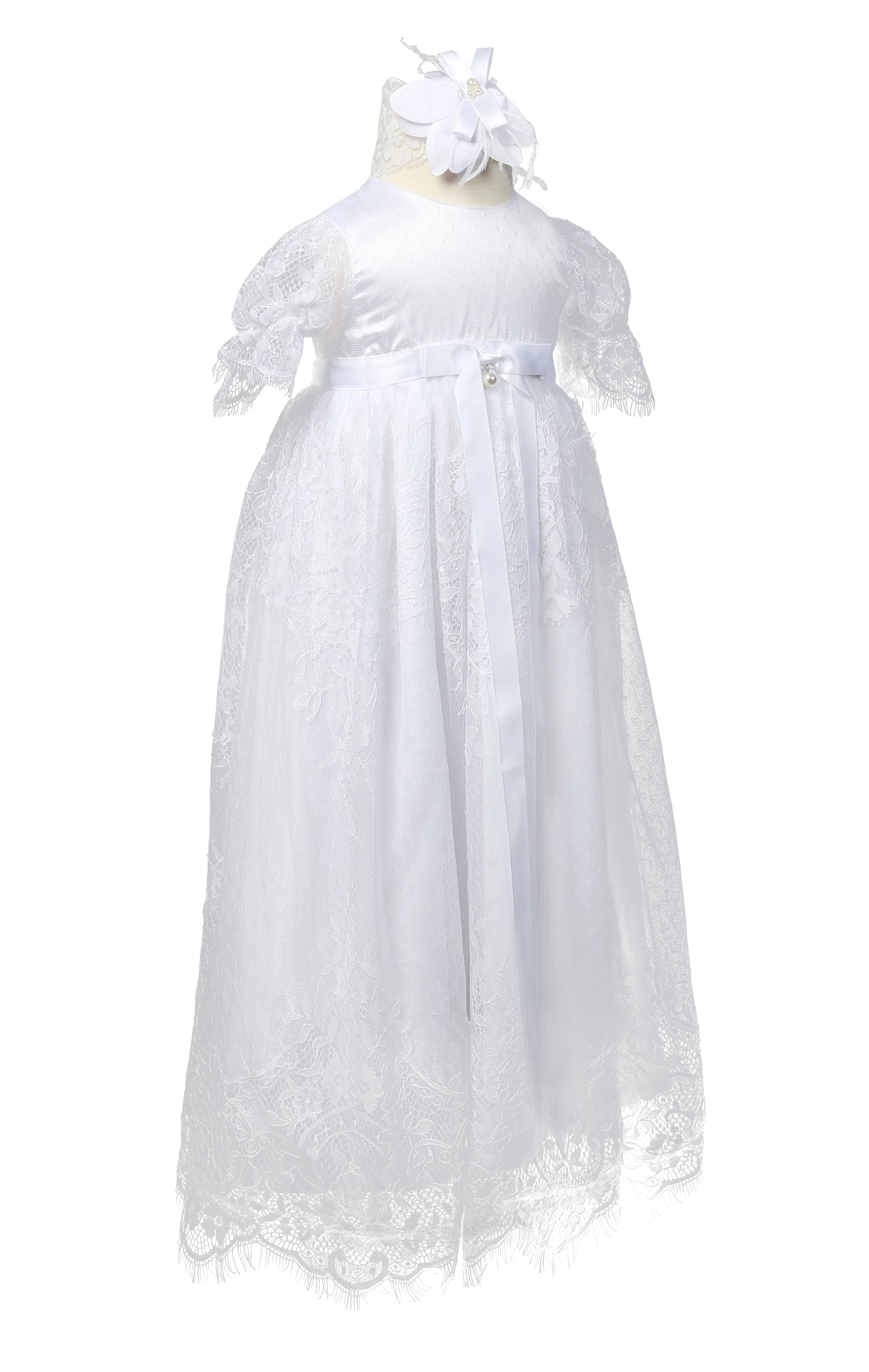 Nimble Cheap 2pcs/Set 100% Polyester Girl Baptism Gown Lace Christening Dress White New Born Baby Girl Baptism Dress