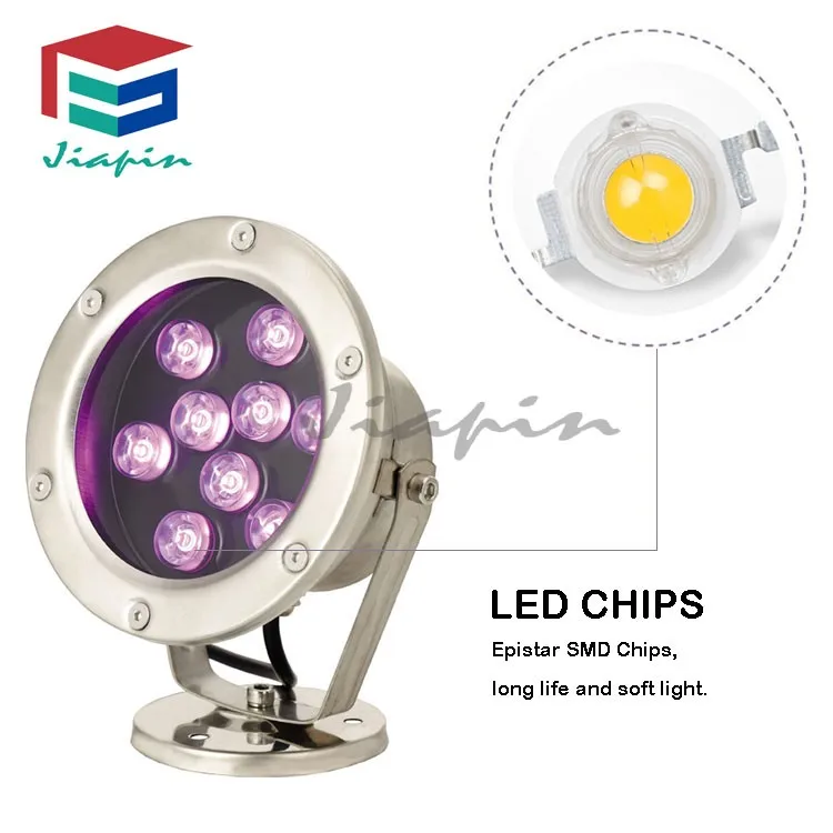 
Stainless Steel IP68 Waterproof LED Fountain Light, 9W LED Underwater Fountain Light 