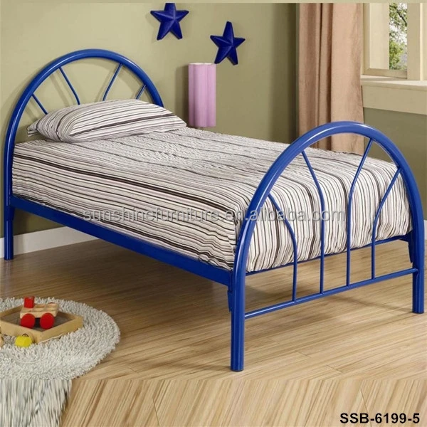
Home Bedroom Furniture Single/Twin Size White/Black/Blue/Pink Kids Metal Bed Frame 