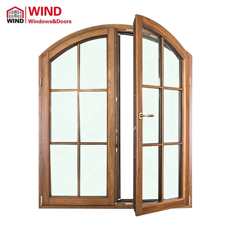 New design arch frame aluminum wood tilt and turn casement  windows