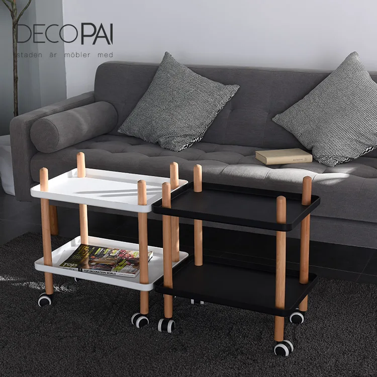 2 tray modern design rolling serving cart block table small coffee tea table